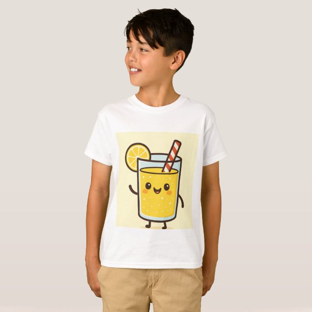 Cute Lemonade Cartoon Kids T-Shirt (Front Full)