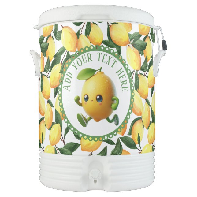 Cute lemonade pattern customizable beverage cooler (Front)