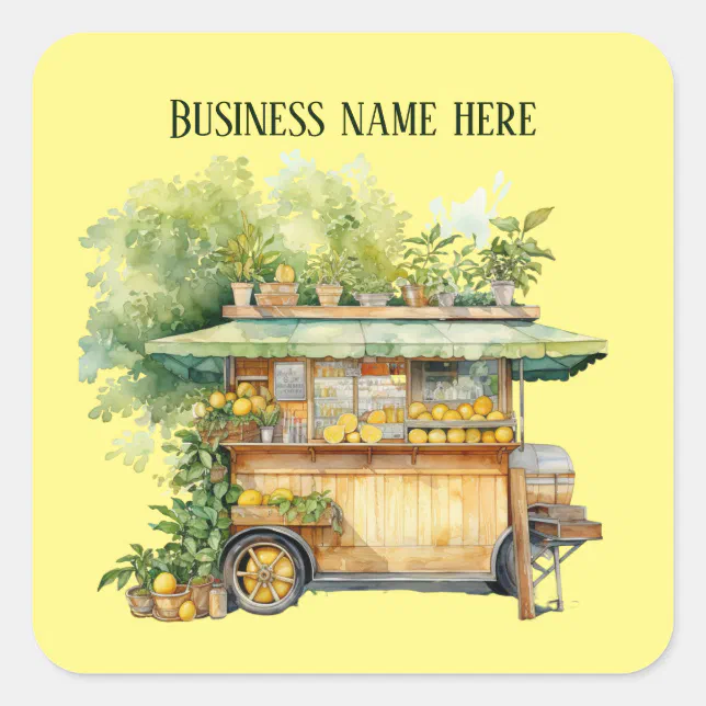 Cute lemonade stand add business name square sticker Zazzle