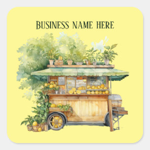 Cute lemonade stand add business name square sticker