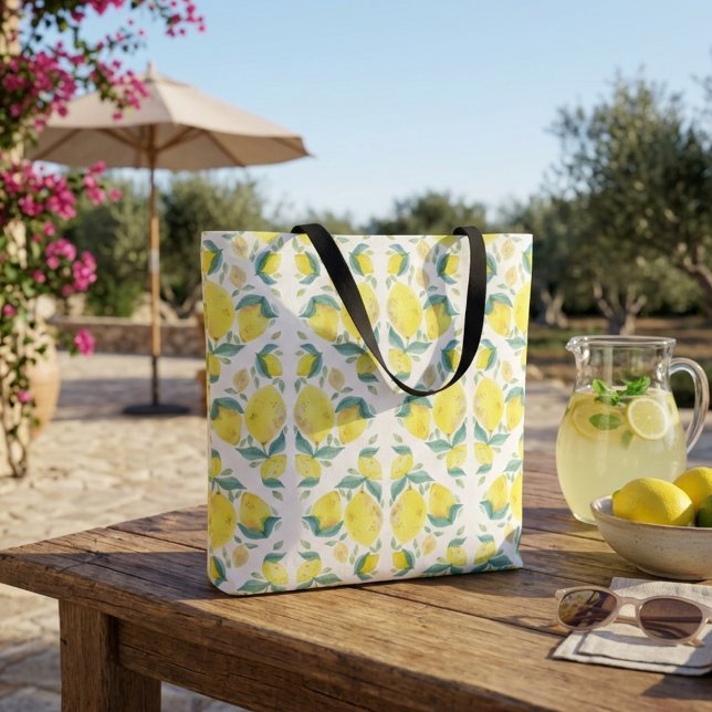 Cute lemons fruit summer beach shopping bag  (Creator Uploaded)