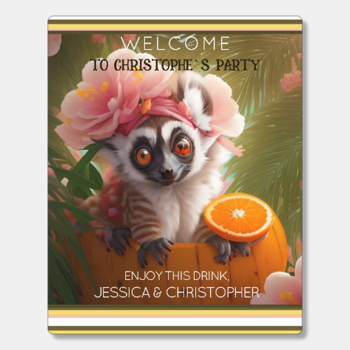 Cute lemur and orange Summer paradise custom text Lemonade Drink Mix