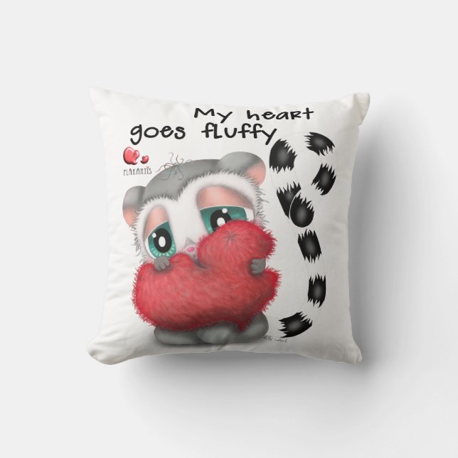 Cute Lemur Hugging big Plush Heart Throw Pillow (Front)