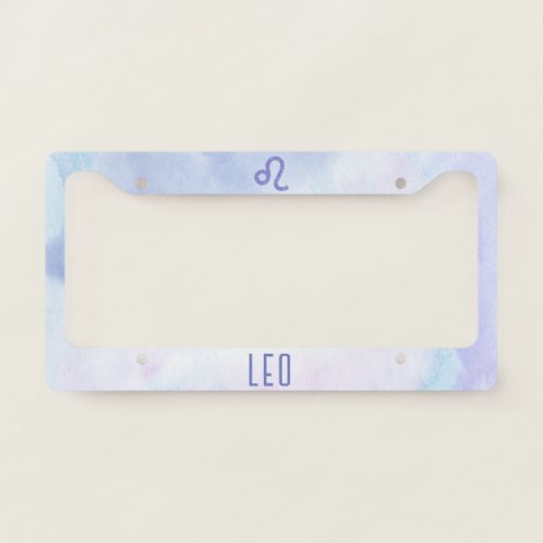 Cute Leo Astrology Sign Purple License Plate Frame