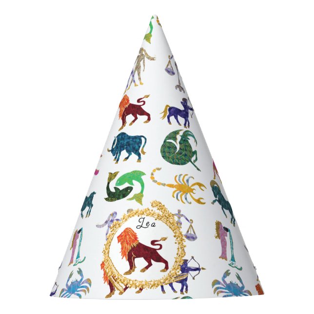 Cute Leo Zodiac Birthday Party Hat (Front)