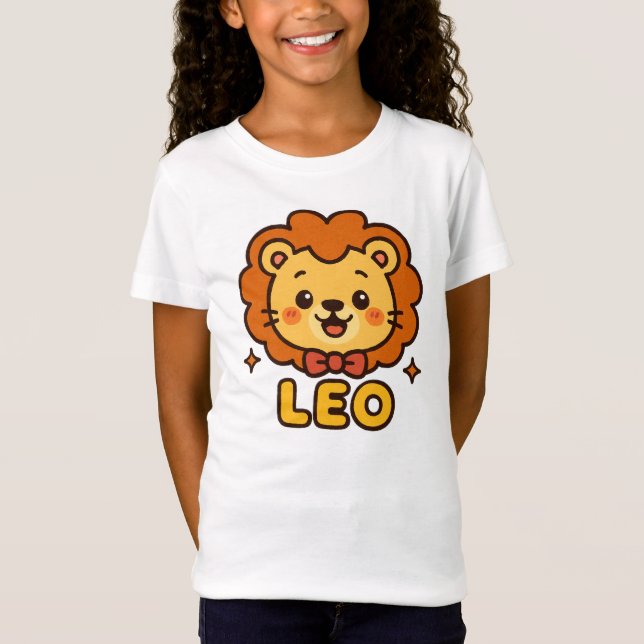Cute Leo Zodiac Lion – Cartoon Astrology Design T-Shirt (Front)