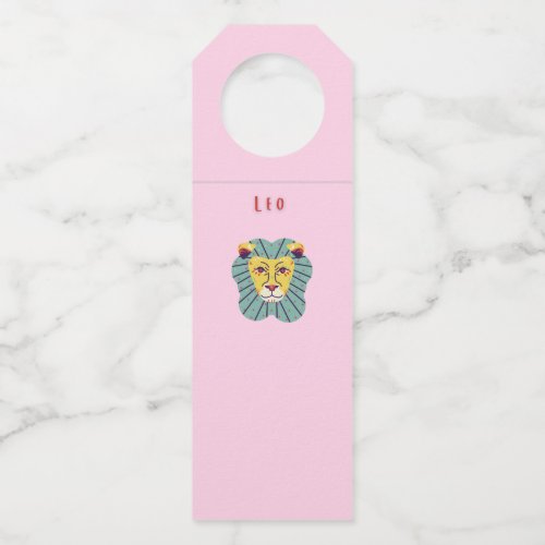 Cute Leo, zodiac, star sign print Bottle Hanger Tag