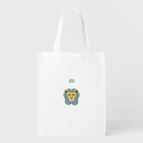 Cute Leo, zodiac, star sign print Grocery Bag