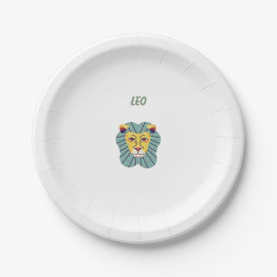 Cute Leo, zodiac, star sign print Paper Plates
