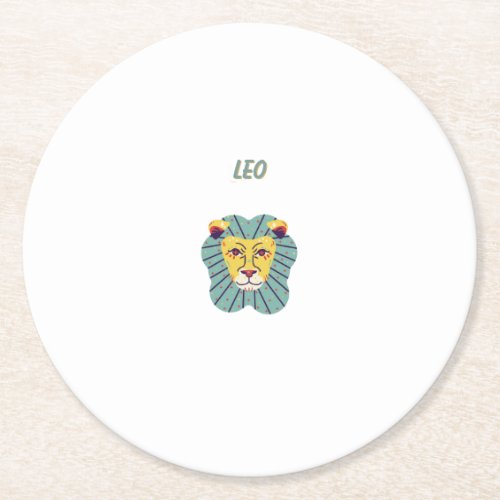 Cute Leo, zodiac, star sign print Round Paper Coaster