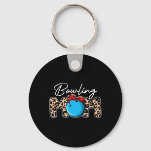 Cute Leopard Bowling Mom Mama Sport Lover Mother's Keychain