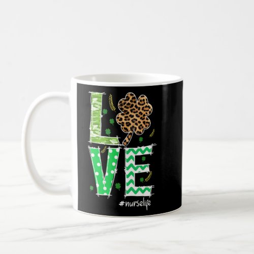 Cute Leopard C Love Nurse Life Shamrock  Coffee Mug