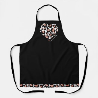 Cute Leopard Cheetah Pattern Heart Name