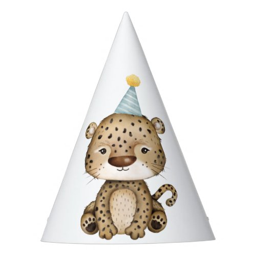Cute Leopard Cheetah Wild One Jungle Boy Birthday Party Hat