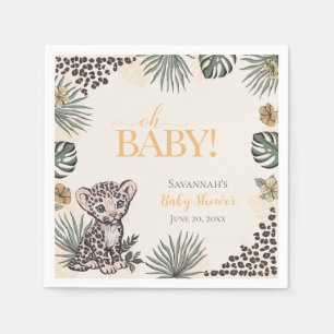 Cute Leopard Cub Yellow Baby Shower Napkins