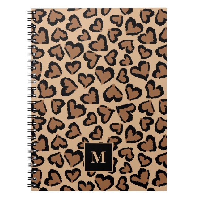 Cute Leopard Custom Monogram Notebook (Front)