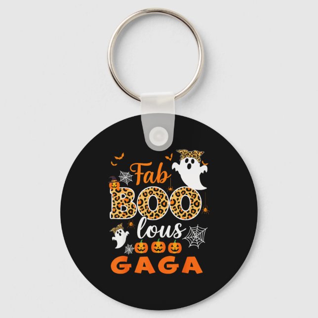 Cute Leopard Fab Boo Lous Gaga Soky Halloween Cost Keychain (Front)