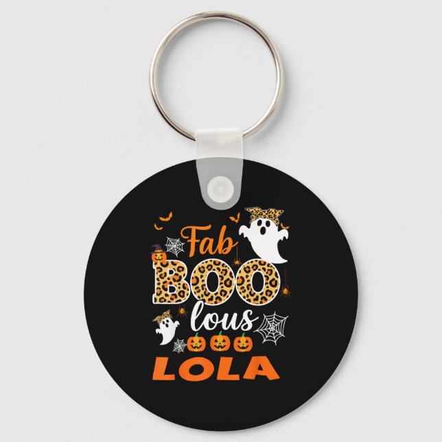 Cute Leopard Fab Boo Lous Lola Soky Halloween Cost Keychain (Front)