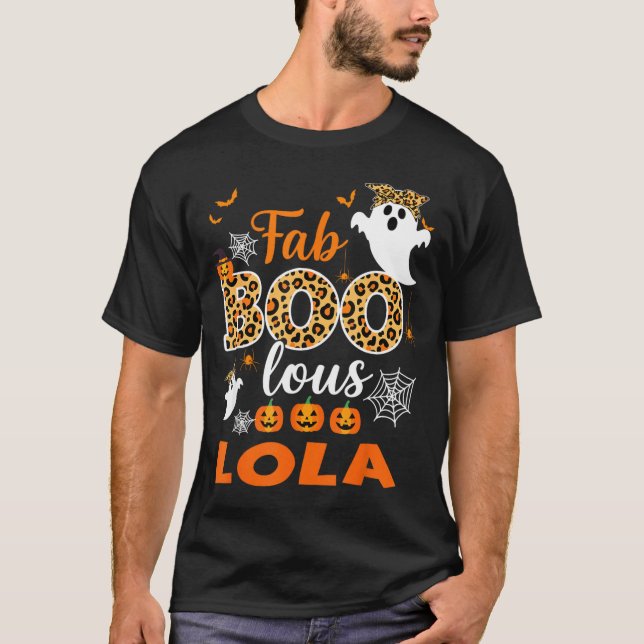 Cute Leopard Fab Boo Lous Lola Soky Halloween Cost T-Shirt (Front)