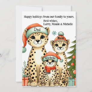 Cute Leopard Family Personalized Holiday Card