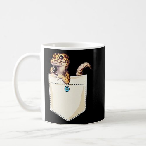 Cute Leopard Gecko In The Pocket Funny Gecko  Coffee Mug