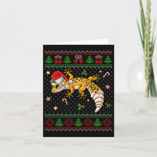 Cute Leopard Gecko Santa Hat Ugly Christmas Sweate Card