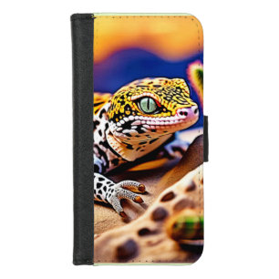 Cute Leopard Gecko Sunset Desert Design iPhone 8/7 Wallet Case