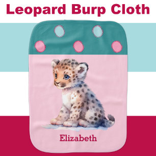 Cute leopard green pink baby baby burp cloth