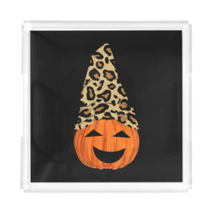 Cute Leopard Hat Pumpkin Acrylic Tray