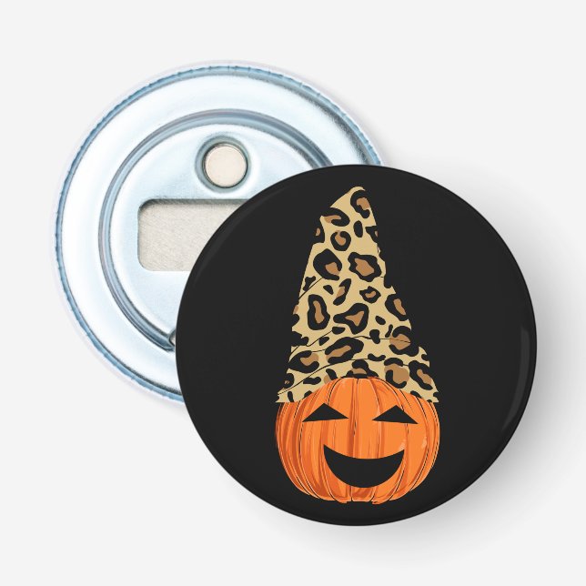 Cute Leopard Hat Pumpkin Bottle Opener (Front)