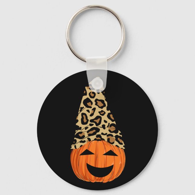 Cute Leopard Hat Pumpkin Keychain (Front)