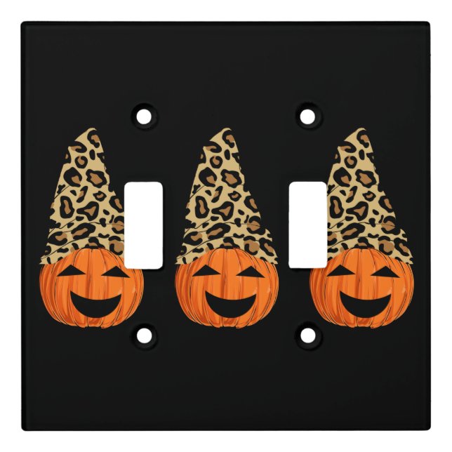 Cute Leopard Hat Pumpkins Light Switch Cover (Front)