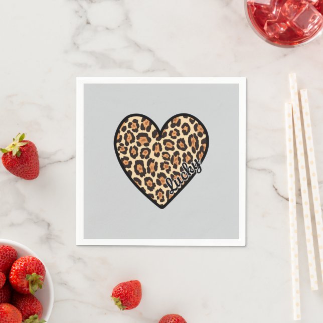 Cute Leopard Heart Valentine's Day gift Napkins (Insitu)