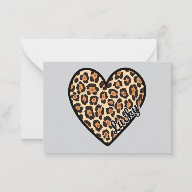 Cute Leopard Heart Valentine's Day gift Note Card (Front)