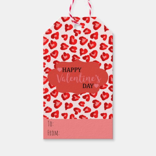 Cute Leopard Hearts Happy Valentines Day Gift Tags