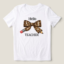 Cute Leopard Hello Teacher Pencil Bow