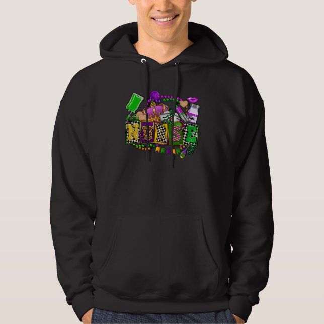 Cute Leopard Nurse Mardi Gras Festival Party Nursi Hoodie (Front)