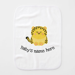 Cute leopard personalized baby burp cloth