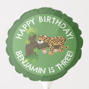Cute leopard personalized cartoon birthday balloon