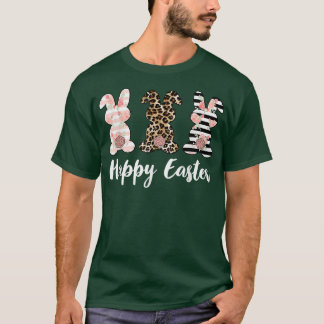 Cute Leopard Plaid Rabbit Bunny Women Men Kids Hap T-Shirt