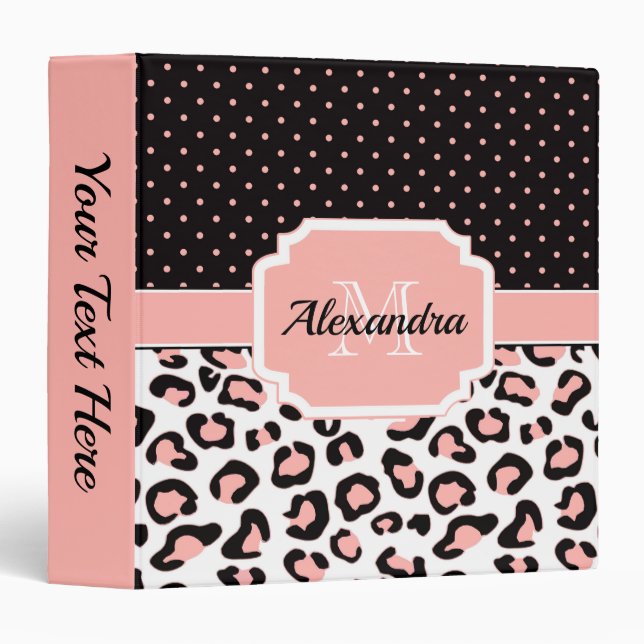 Cute Leopard Print 3 Ring Binder (Front/Spine)