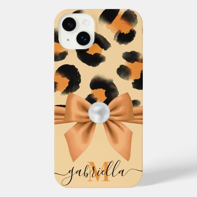 Cute Leopard Print and Bow iPhone Case (Back)