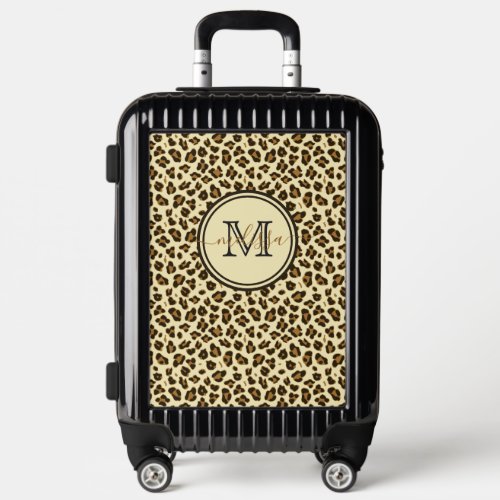 Cute Leopard Print and Elegant Monogram Luggage