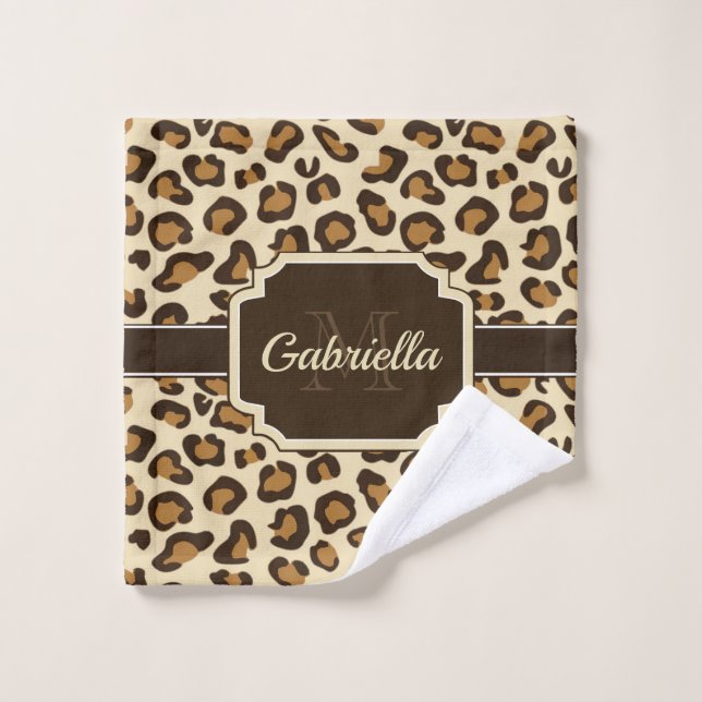 Cute Leopard Print Bath Towel Set (Wash Cloth)