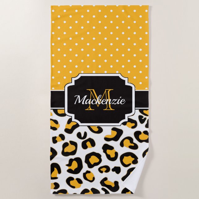 Cute Leopard Print Beach Towel (Front)