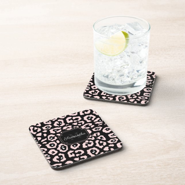 Cute Leopard Print Beverage Coaster (Right Side)