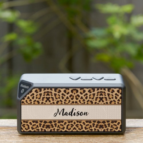 Cute Leopard Print Black Brown Personalized Bluetooth Speaker