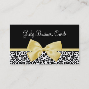 Cute Leopard Print Boutique Pretty Yellow Ribbon Business Card