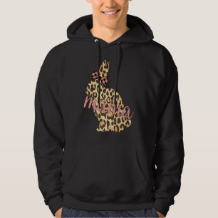 Cute Leopard Print Bunny Mama Pattern Easter Rabbi Hoodie