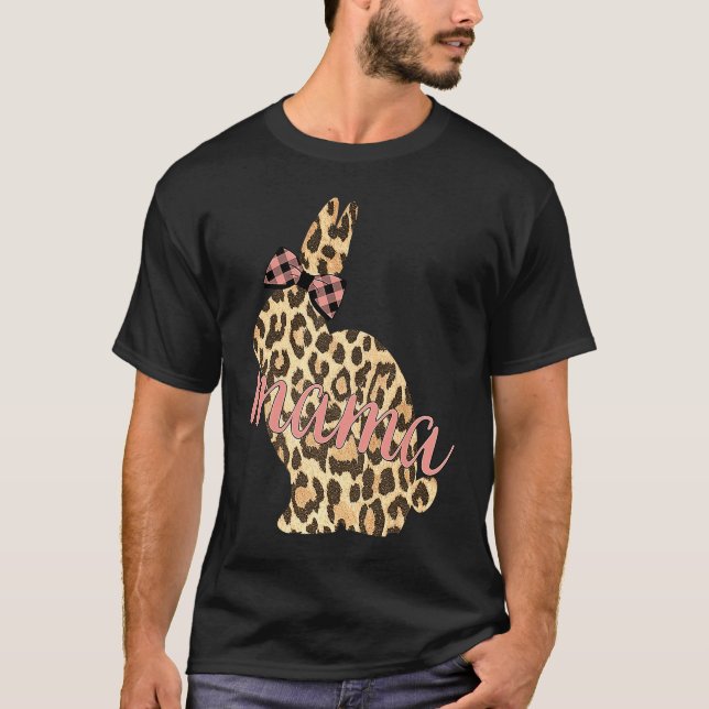Cute Leopard Print Bunny Mama Pattern Easter Rabbi T-Shirt (Front)